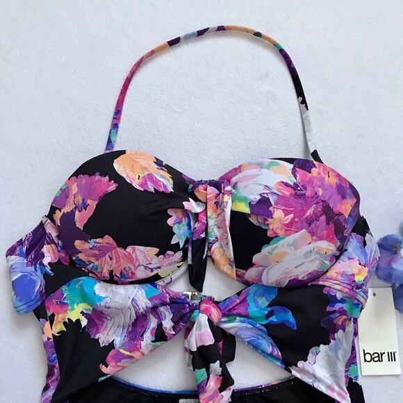 Bar III NWT Cut Out Floral Swimwear Women L - Picture 2 of 11